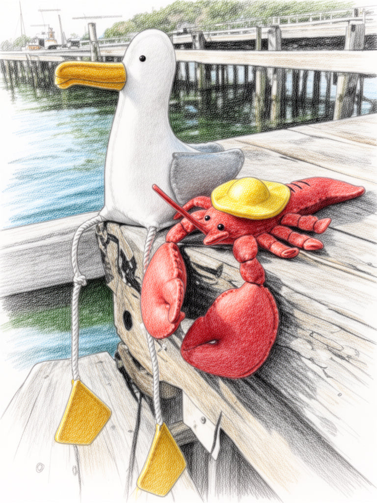 DIY Kit inspired Greeting Card Seagull & Lobster (4.25" x 5.5")