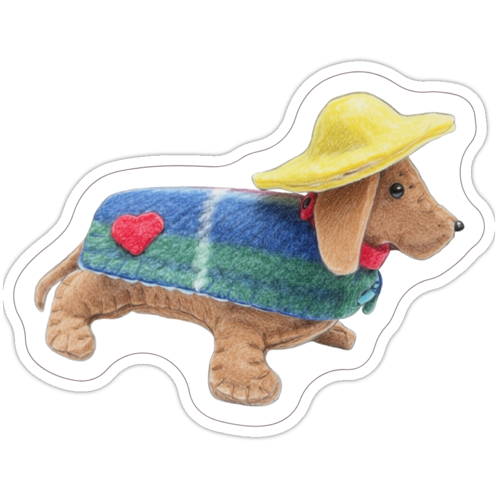 Felt Dachshund Sewing Kit with Sou'wester Hat and Coat