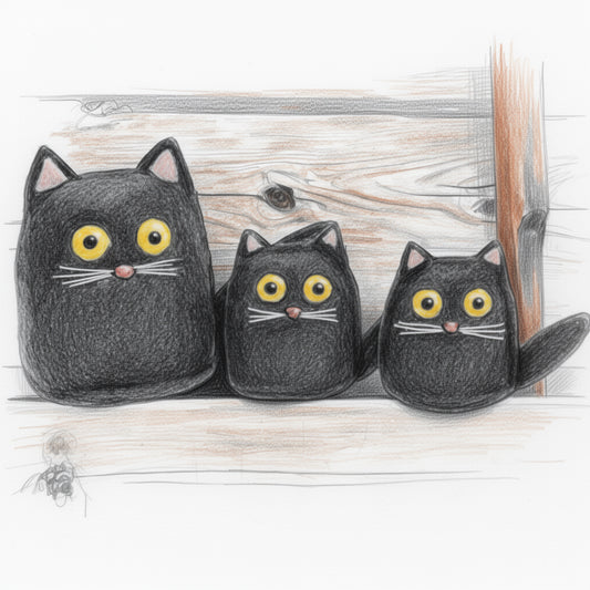 DIY Kit Art Greeting Card 3 Black Cats - Maud Lewis Inspired (4.25" x 5.5")