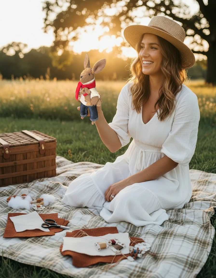 DIY Rabbit Sewing Kit – with Dachshund Pup- Wool/Cashmere