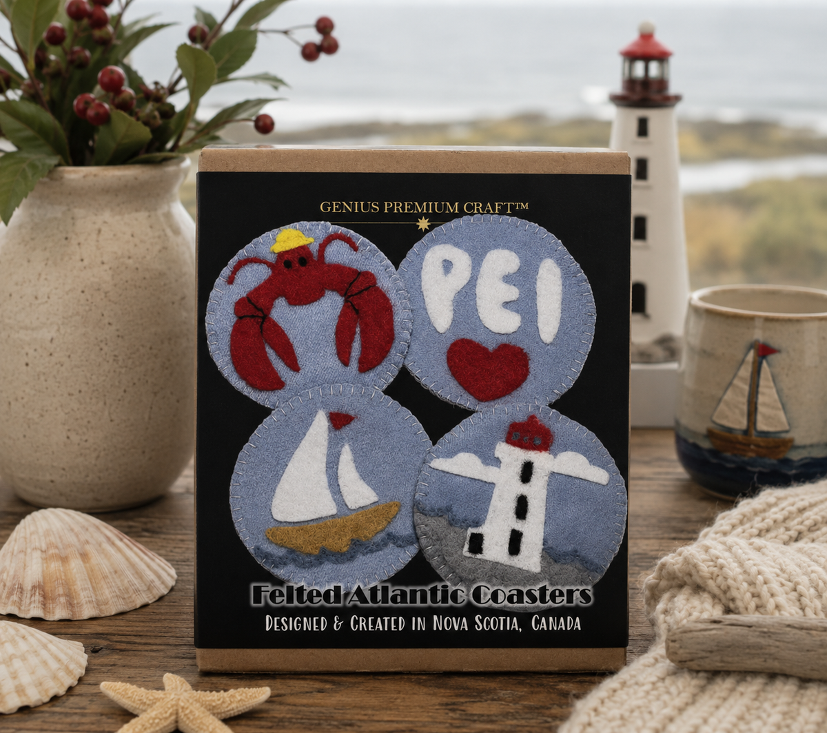 Atlantic Provinces Felt & Sew Coaster Kits (set of four)