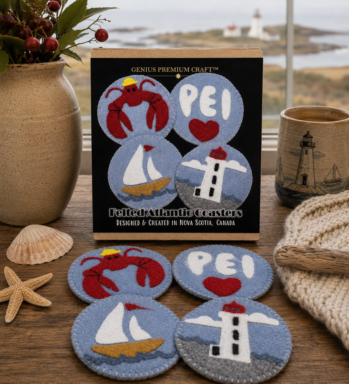 DIY Maritime inspired PEI Felt Coasters Sewing and Felting Kit