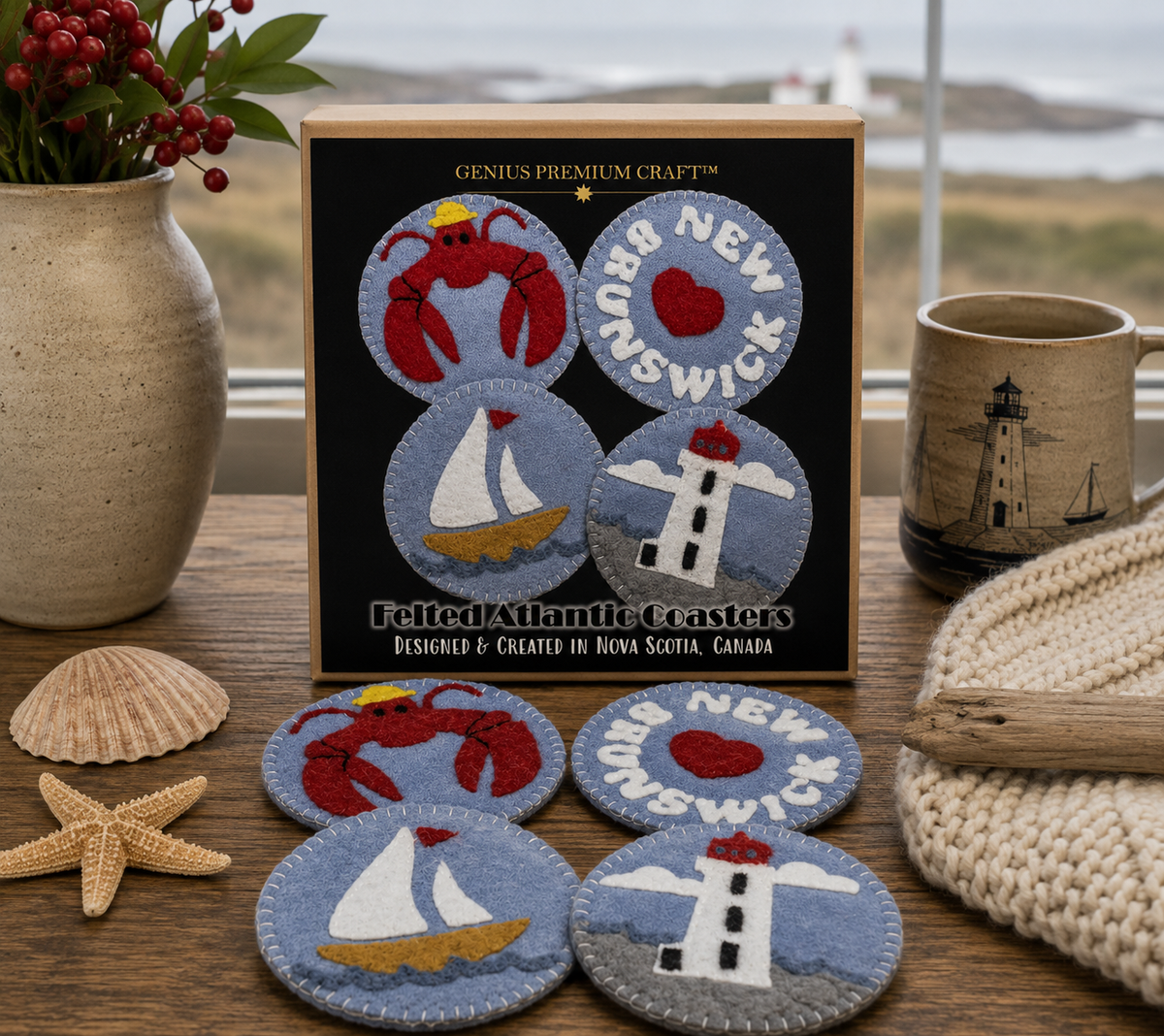 DIY Maritime inspired NEW BRUNSWICK Felt Coasters Sewing and Felting Kit