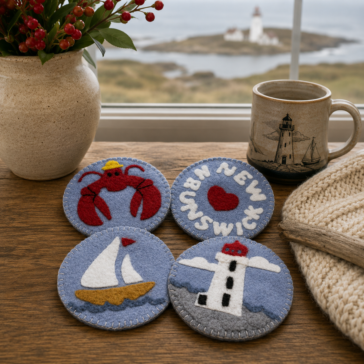 DIY Maritime inspired NEW BRUNSWICK Felt Coasters Sewing and Felting Kit