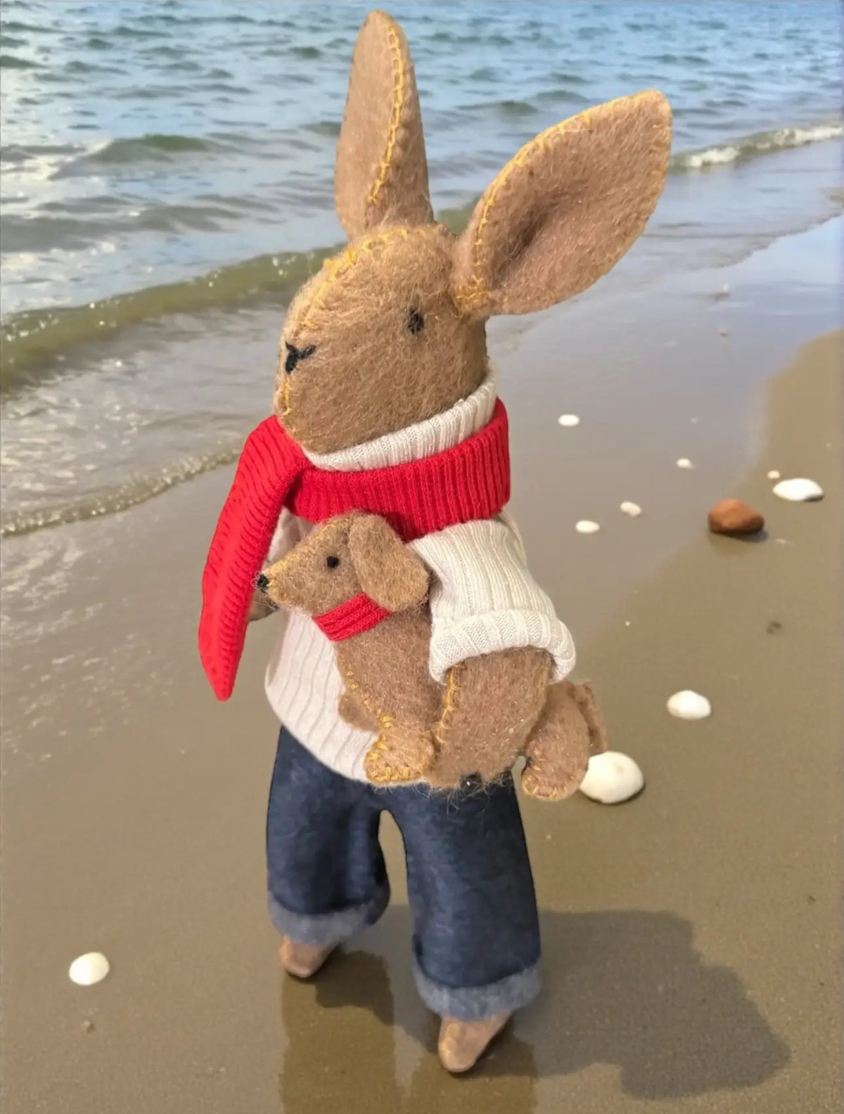 DIY Rabbit Sewing Kit – with Dachshund Pup- Wool/Cashmere