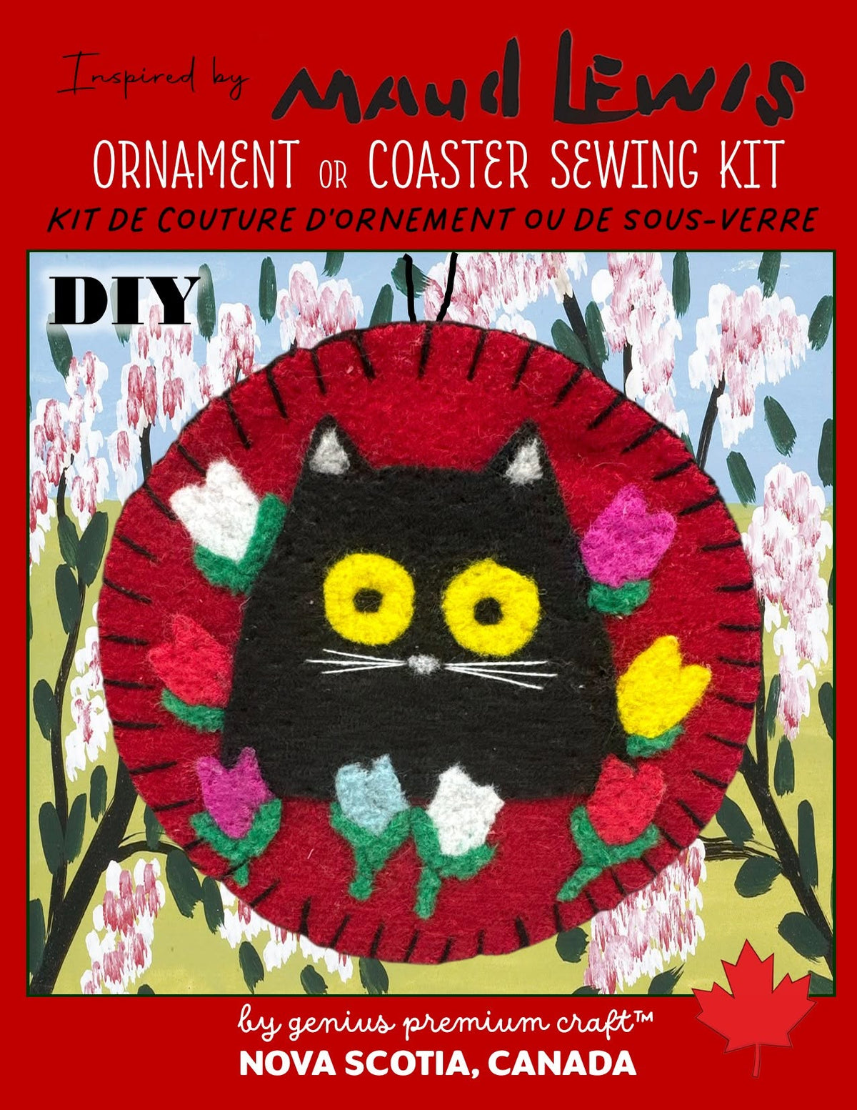 Maud Lewis Black Cat Mini Single Coaster Kit
