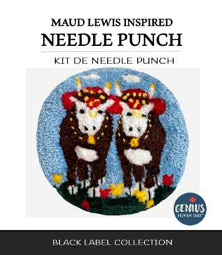 DIY Needle Punch Coaster Kit - Maud Lewis inspired Oxen