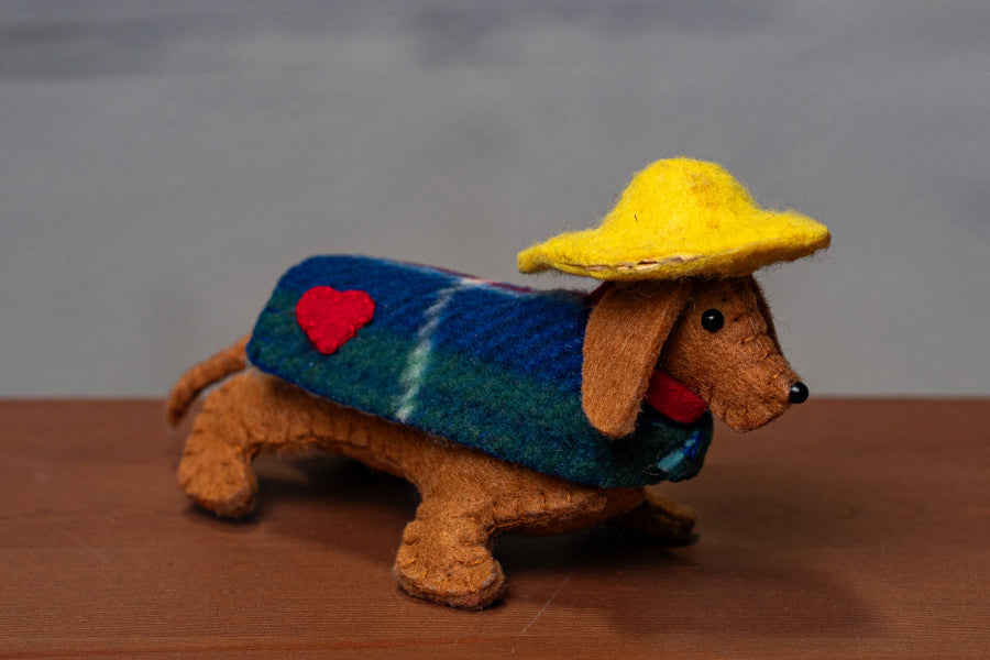Felt Dachshund Sewing Kit with Sou'wester Hat and Coat