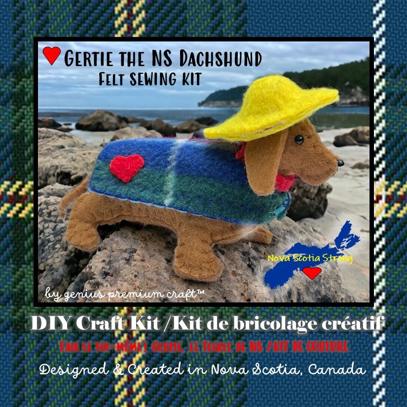 Felt Dachshund Sewing Kit with Sou'wester Hat and Coat