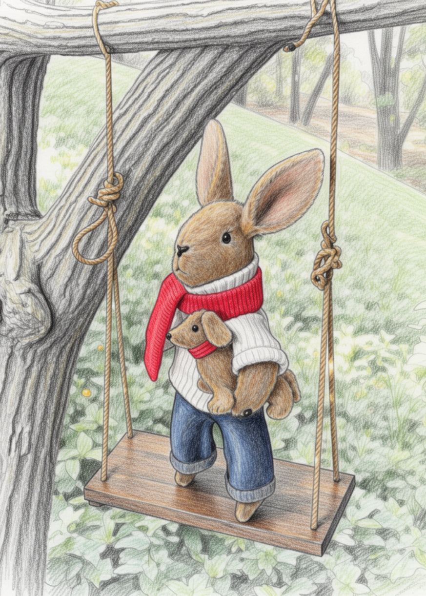 DIY Kit Greeting card -  Rabbit with Dachshund Pup (4.25" x 5.5")