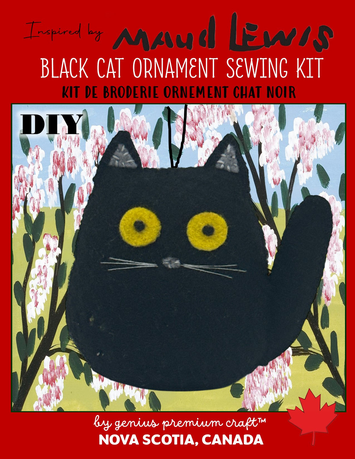Maud Lewis Inspired BLACK CAT ORNAMENT