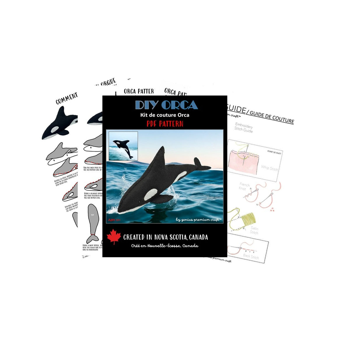 Orca Whale DIY Sewing Kit - ORCA CALF ORNAMENT