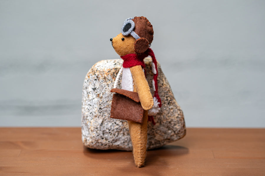 Felt Rabbit Sewing & Felting Kit – Pilot Hat Edition Option