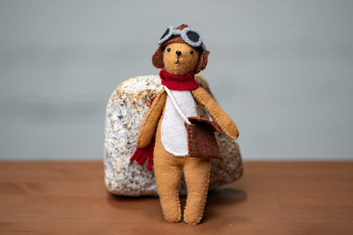 Felt Rabbit Sewing & Felting Kit – Pilot Hat Edition Option