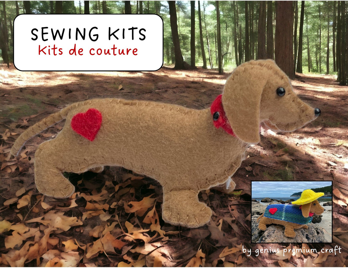 Felt Dachshund Sewing Kit with Sou'wester Hat and Coat