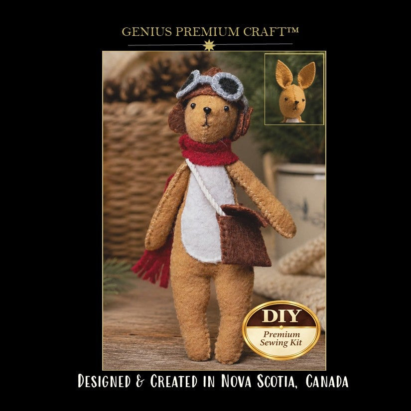 Felt Rabbit Sewing & Felting Kit – Pilot Hat Edition Option