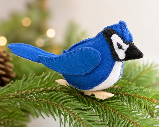 DIY Blue Jay Ornament Sewing Kits - Postcard Kit Ornament