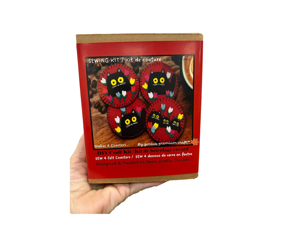 Maud Lewis Black Cat Coaster Kit  (Set of 4 Coasters)