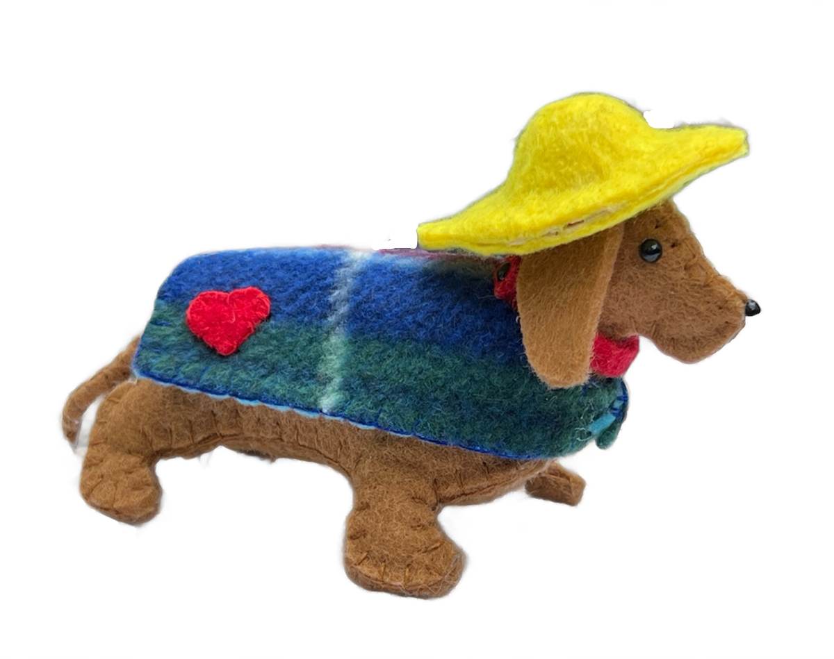 Felt Dachshund Sewing Kit with Sou'wester Hat and Coat