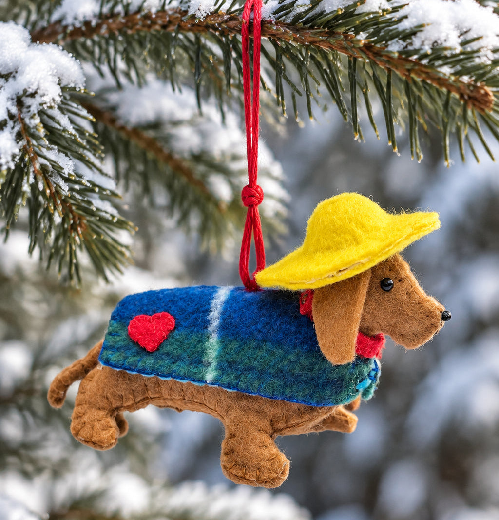 Felt Dachshund Sewing Kit with Sou'wester Hat and Coat