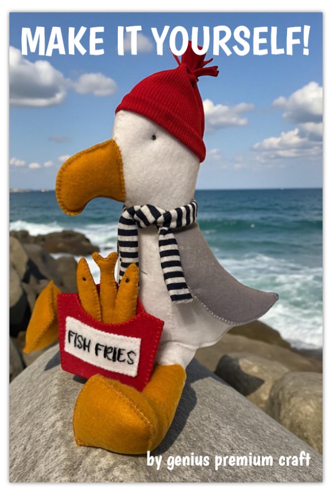 Seagull with Fish Fries - Door Stop or 8" Sewing Kit