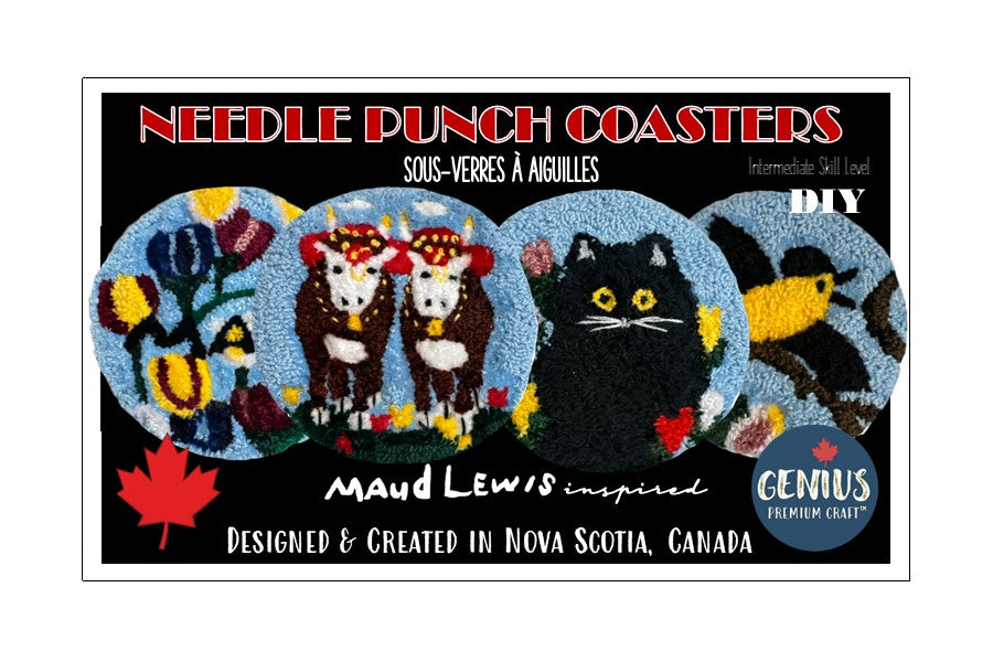 Needle Punch Coasters Kit - DIY Maud Lewis inspired Set of 4 Coasters