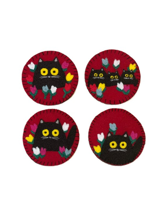 Maud Lewis Black Cat Coaster Kit  (Set of 4 Coasters)