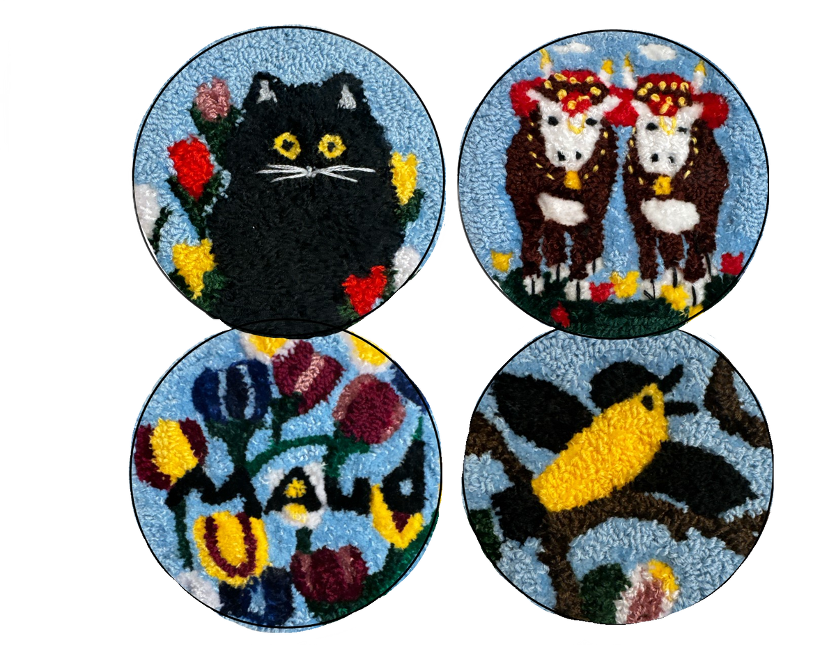DIY Maud Lewis Yellow Bird - Needle Punch Coaster Kit