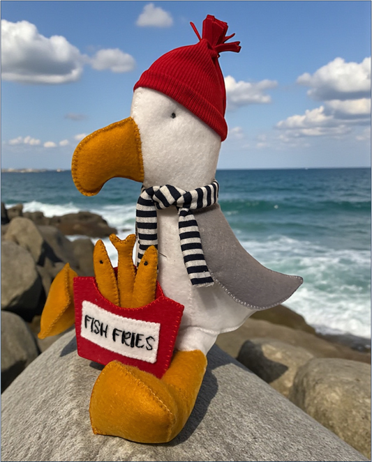 Seagull with Fish Fries - Door Stop or 8" Sewing Kit